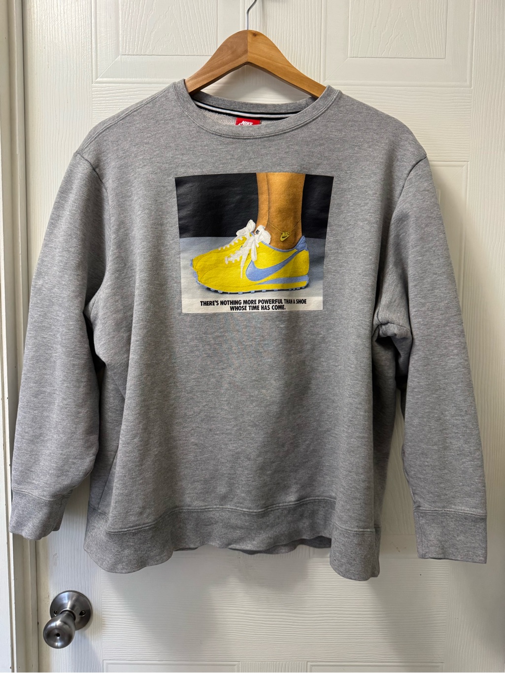 Nike Grey Crewneck Sweatshirt With Yellow Sneaker Graphic